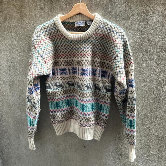 Hathaway House Sweater Vintage 90s Fair Isle Nordic Knit Long Sleeve Size Large - Picture 1 of 3